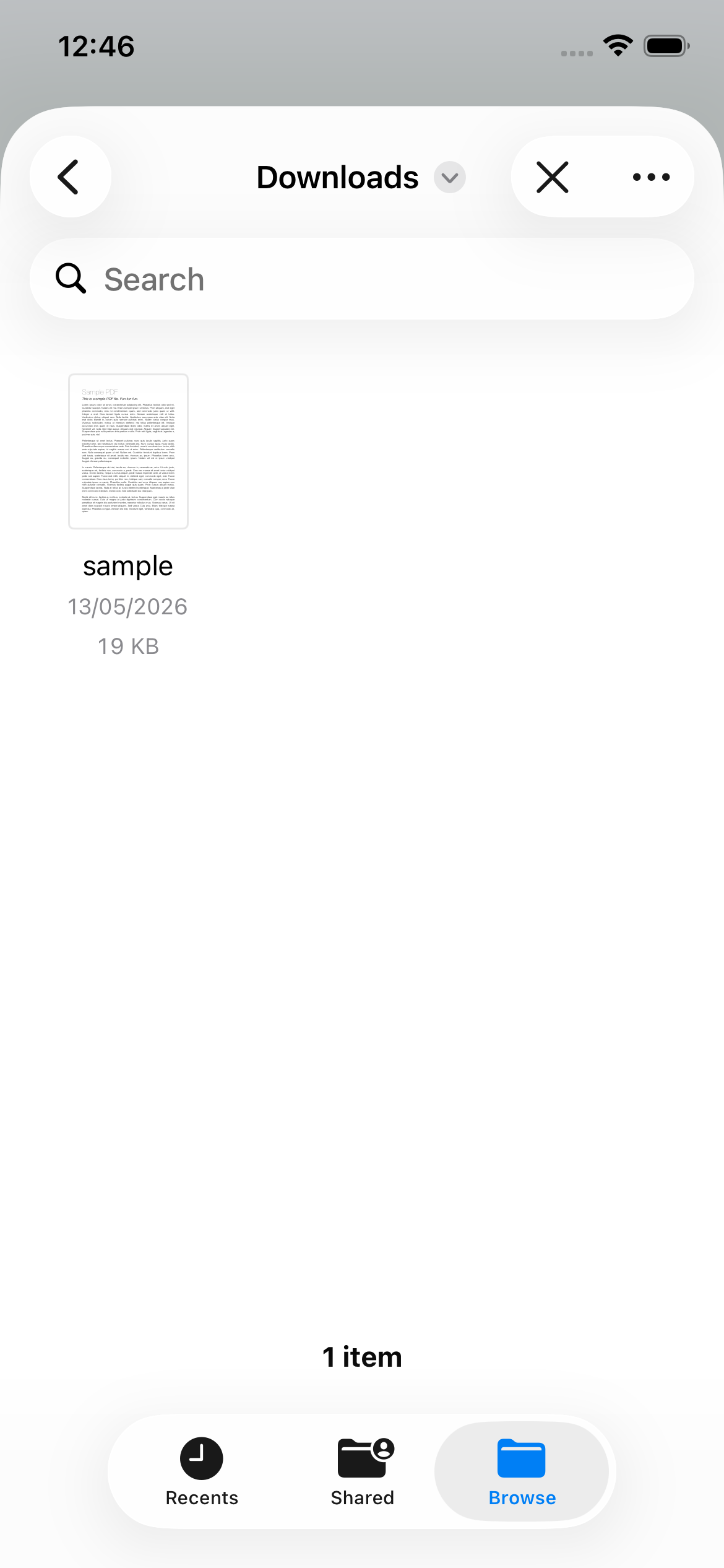 Document import screen